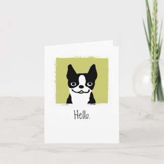 Cartão Boston Terrier "Hello" | Cachorro de Cartoon Cacho