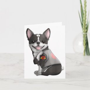 Cartão Boston Terrier I Love Mamãe TatuCamiseta de cão Mã