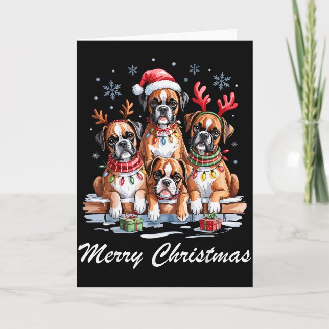 Cartão Boston Terrier Merry Christmas Funny Dog Lovers Ho (Frente)
