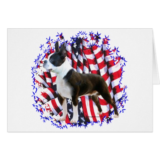 Cartão Boston Terrier Patriot (Frente Horizontal)