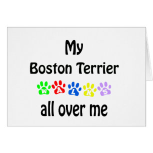Cartão Boston Terrier Walks Design