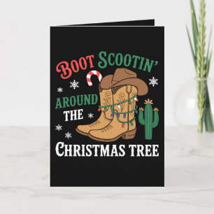 Cartão Bota Scootin Ao Redor Da Árvore De Natal Cowboy Xm