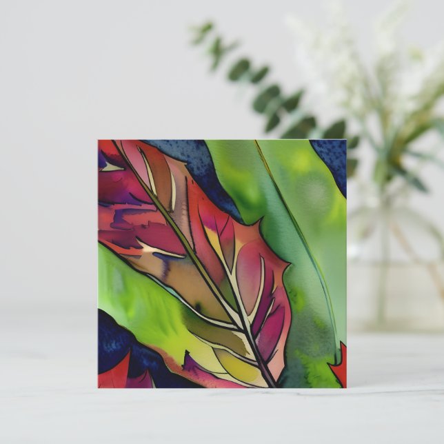 Cartão Botânica bonito | Pensando em sua amizade (Em pé/Frente)