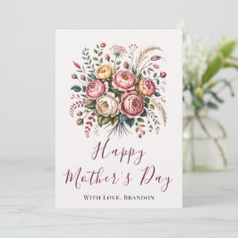 Cartão Botanical Floral Happy Mothers Day Card