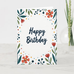 Cartão Botânico de Desejos de Aniversário