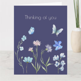 Cartão Botânico Pensando em Você Azul Floral