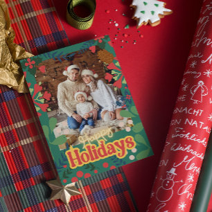 Cartão botânico retrógrado moderno de Natal