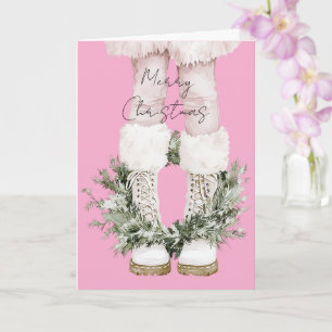 Cartão Botas Cor-de-Rosa Feminina Pernas Natal