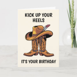 Cartão Botas de Cowboy e Aniversário do Chapéu