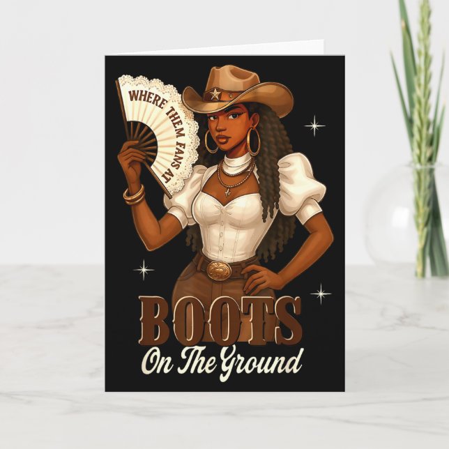 Cartão Botas de História Negra Cowgirl Western no Chão  (Frente)
