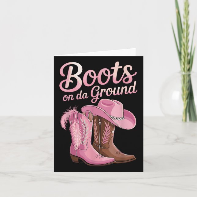 Cartão Botas No Chão, Dança Da Linha Da Cowgirl, Boca-Boc (Frente)