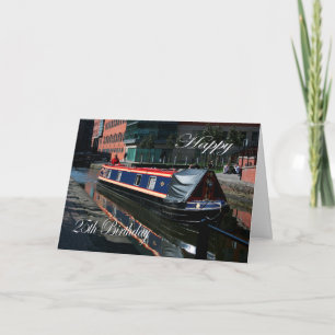 Cartão Bote de canal feliz de 25 Birthday