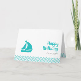 Cartão Bote giro no Oceano Ondas Personalizadas Aniversár