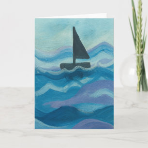 Cartão Bote-vela na saudação do Vazio do Oceano