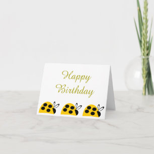 Cartão Bote Yellow Ladybug Birthday
