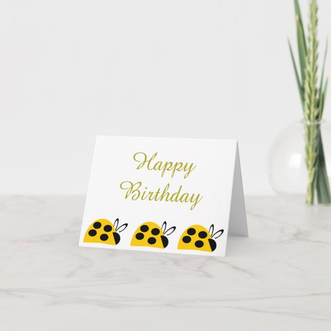 Cartão Bote Yellow Ladybug Birthday (Frente)