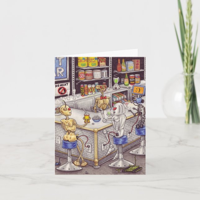 Cartão Bots' Nite Off notecard (Frente)