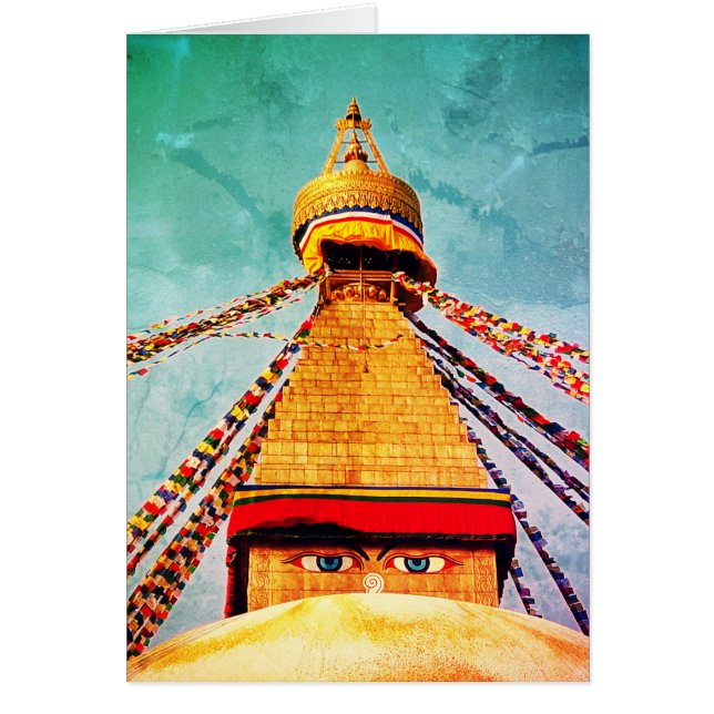 Cartão Boudhanath Stupa, Buddha Eyes, Kathmandu, Nepal (Frente)