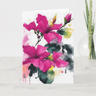 Cartão Bougainvillea - Flores de aquarela