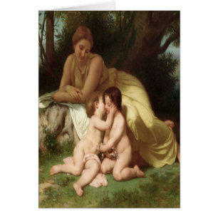 Cartão Bouguereau Embracing Children