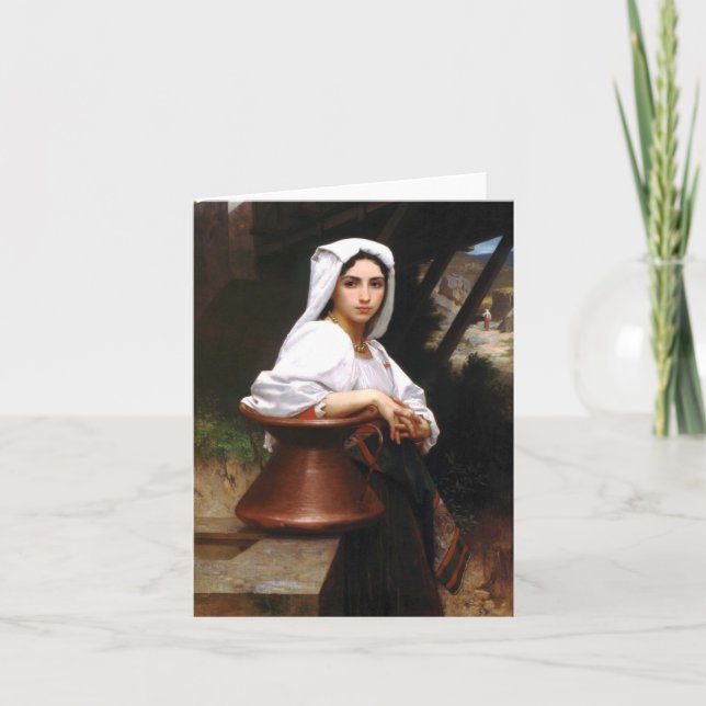 Cartão Bouguereau Italian Girl Drawing Water Note Card (Frente)