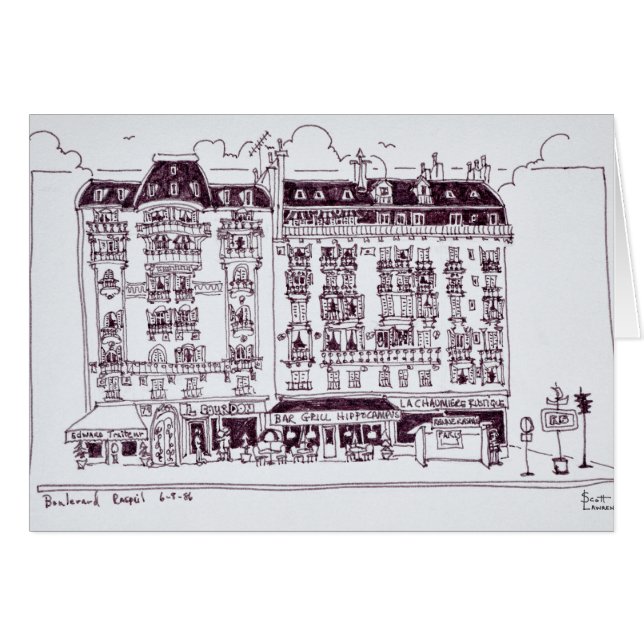 Cartão Boulevard Raspail, Paris, França (Frente Horizontal)