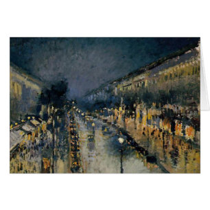 Cartão Boulevarde Montmartre à noite - Camille Pissarro