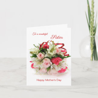 Cartão Bouquet of roses, Sister, Mother's Day
