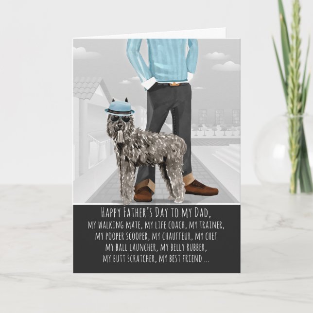 Cartão Bouvier des Flandres do Dia de os pais de Cachorro (Frente)