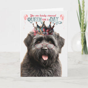 Cartão Bouvier Dog Queen para o dia feliz aniversário