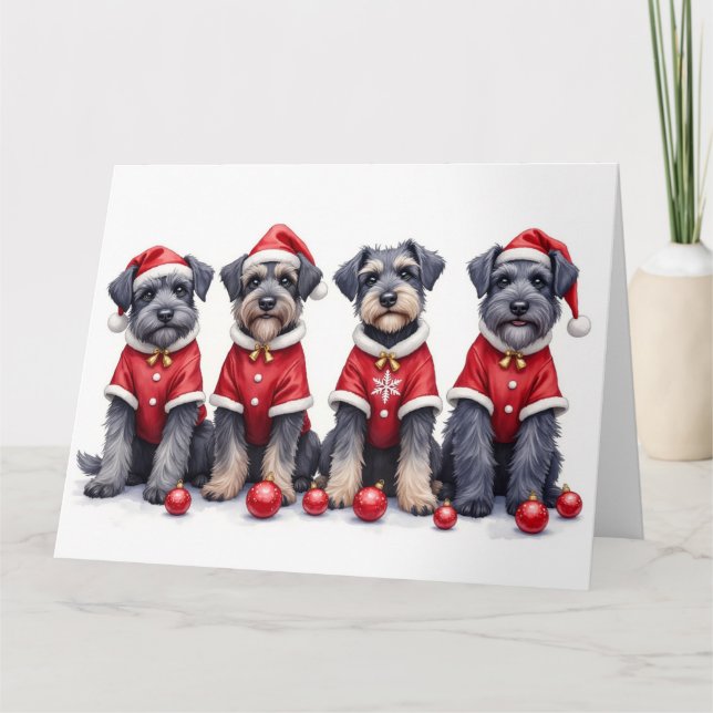 Cartão Bouviers des Flandres Christmas Dress Santa Hat (Frente)