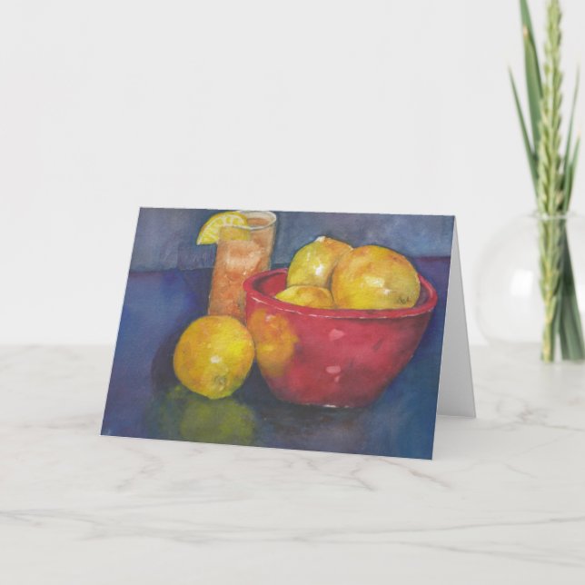Cartão Bowl of Lemons and Tea blank greeting card (Frente)