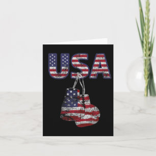 Cartão Boxando Luvas E Bandeira Americana Para As Mulhere