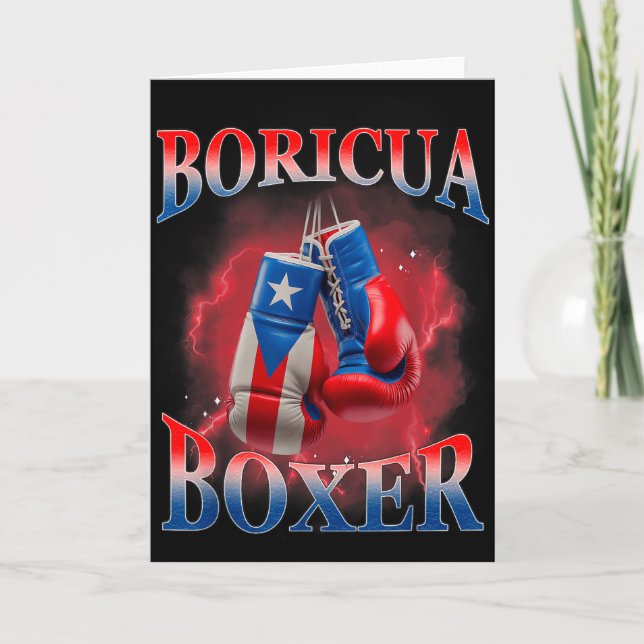 Cartão Boxe Porto Rico Boricua Boxeador Porto-Riquenho  (Frente)