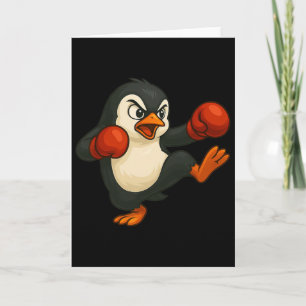 Cartão Boxeador de Pinguim de Desenho Animado Legal Kickb