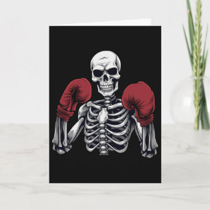 Cartão Boxeador Esqueleto Boxe Kickboxing Halloween Artes