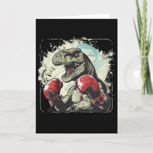 Cartão Boxeando Dinossauro Boxeador T-rex Kickboxing Dino