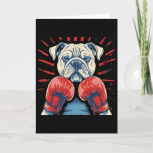 Cartão Boxer Bulldog Com Luvas de Boxe Kickboxing Engraça