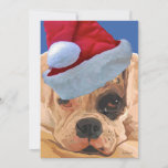 Cartão Boxer de Natal<br><div class="desc">Adorável cachorrinho branco tocando Papai Noel nesta temporada ou talvez Scrooge?</div>