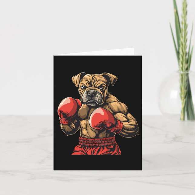 Cartão Boxer Dog Boxing Luvas Gráfico Para Homens Meninas (Frente)