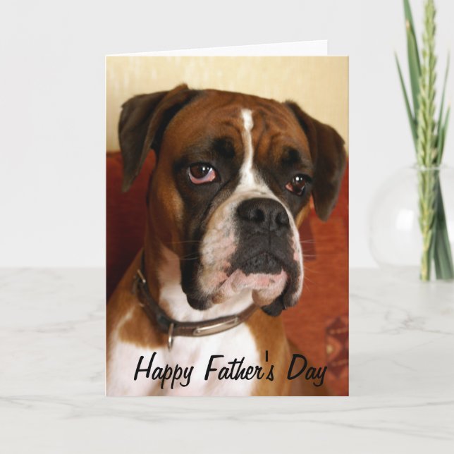 Cartão Boxer Dog Happy Father's Day (Frente)