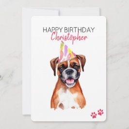 Cartão Boxer Dog Personalizado Feliz Aniversário
