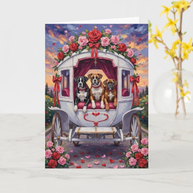 Cartão Boxer Dog Valentine's Day  (Flor Amarela)