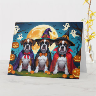 Cartão Boxer Dogs Pumpkin Halloween Engraçado