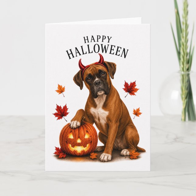 Cartão Boxer Halloween Diabo Cão (Frente)