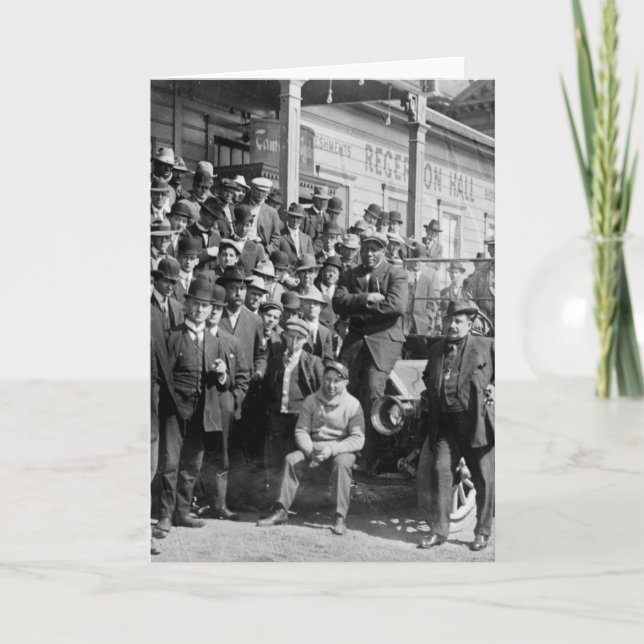 Cartão Boxer Jack Johnson and Trainers, early 1900s (Frente)