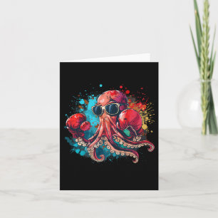 Cartão Boxer Octopus Lover Ocean Creature Kickboxe