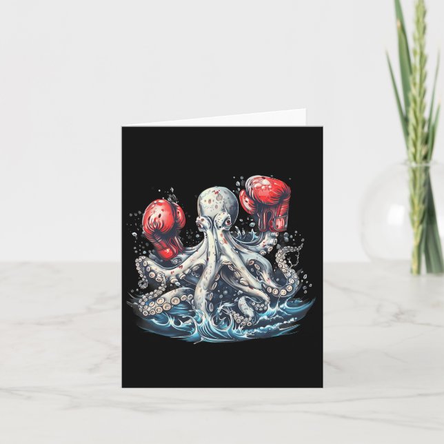 Cartão Boxer Octopus Lover Ocean Creature Kickboxe (Frente)