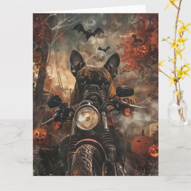 Cartão Boxer Riding Motorcycle Halloween Scary (Flor Amarela)