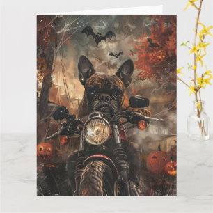 Cartão Boxer Riding Motorcycle Halloween Scary